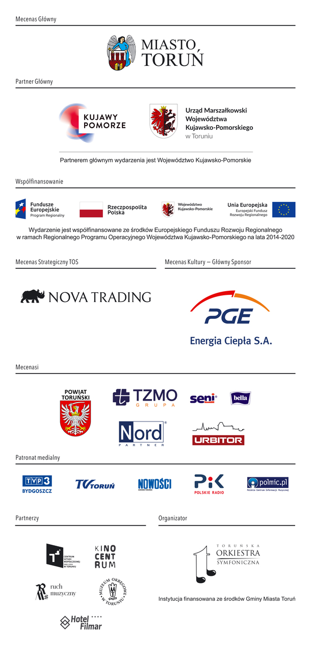 Logotypy sponsorów partnerów 25. Międzynarodowego festiwalu "Nova Muzyka i Architektura"